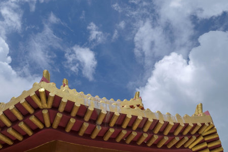 chinese temple roof  with cloudy sky