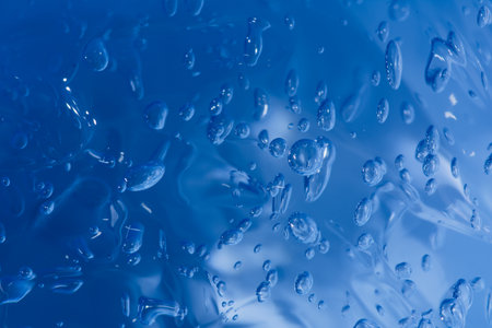 Macro view of oxygen bubbles in blue.