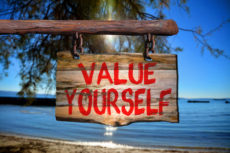 Value yourself sign with blurred backgroundの写真素材
