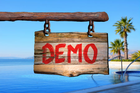 Demo motivational phrase sign on old wood with blurred backgroundの写真素材