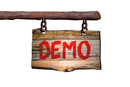 Demo motivational phrase sign on old wood with white backgroundの写真素材
