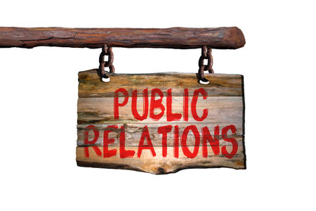 Public relations motivational phrase sign on old wood with blurred backgroundの写真素材