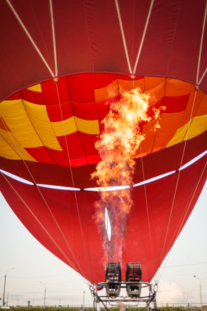 on top of the balloons, inflate and float in the airの写真素材