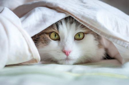 Portrait of a beautiful cat in the sunlightの写真素材