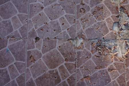 texture of ancient tiles with cracksの写真素材