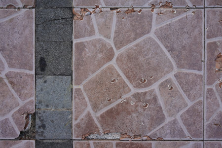 texture of ancient tiles with cracksの写真素材