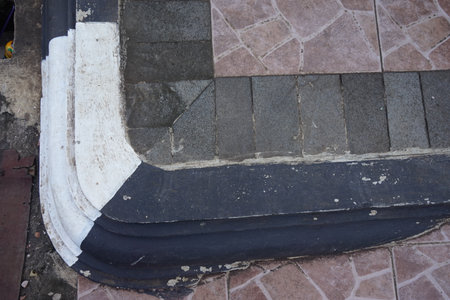 texture of ancient tiles with cracksの写真素材