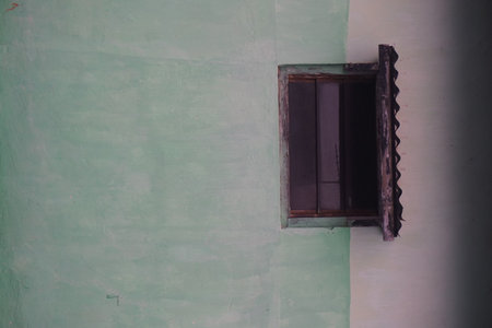 texture of the walls with old glass windows