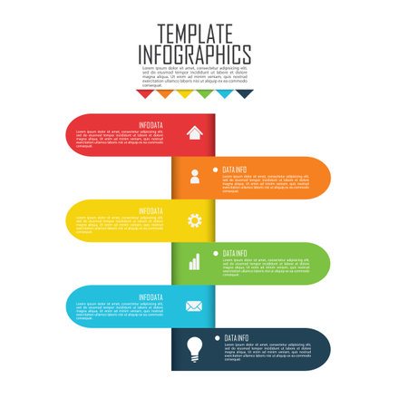Vector - Set Chart Template Elements Infographics Conceptual Cyclic Processes for 5 Positions Possible to Use for Workflow, Banner, Diagram, Web design, Timeline, Area chart,Number optionsのイラスト素材