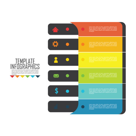Vector - Set Chart Template Elements Infographics Conceptual Cyclic Processes for 5 Positions Possible to Use for Workflow, Banner, Diagram, Web design, Timeline, Area chart,Number optionsのイラスト素材