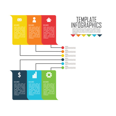 Vector - Set Chart Template Elements Infographics Conceptual Cyclic Processes for 5 Positions Possible to Use for Workflow, Banner, Diagram, Web design, Timeline, Area chart,Number optionsのイラスト素材