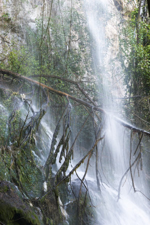 waterfall in the mountains of Spainの写真素材