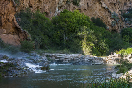 waterfall in the mountains of Spainの写真素材