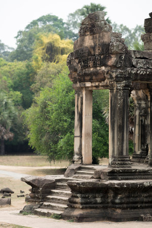 The gates of the temple of Angkor Wat in Cambodiaの写真素材