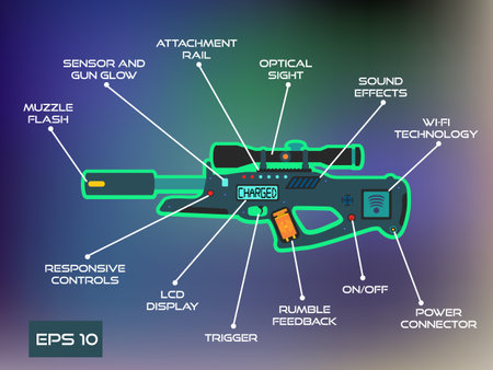 Laser tag game, laser gun infographics in trendy flat style.のイラスト素材