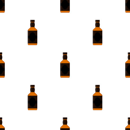 Rum bottles pattern. Whiskey, brandy, liquor, rum for pubs, restaurantsのイラスト素材