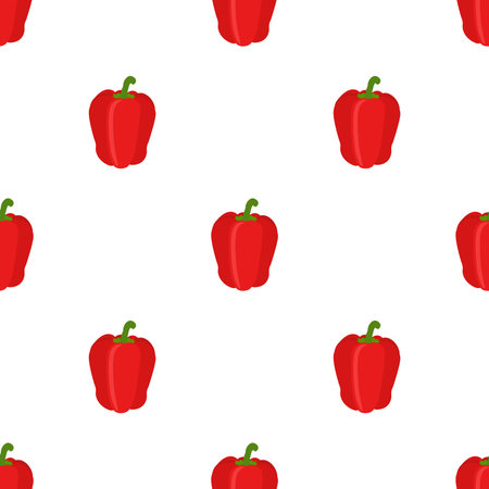 Seamless pattern of bell peppers. Red, sweet pepper. Flat vector style.のイラスト素材