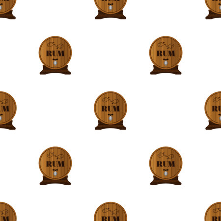 Rum seamless pattern in flat style. Barrels with rum, alcohol, liquor.のイラスト素材