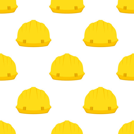 Construction pattern. Hammer, wrench, spanner helmet in flat vector styleのイラスト素材