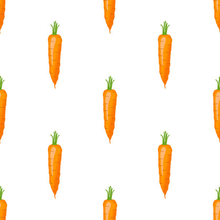 Seamless pattern of fresh carrots. Vegetable natural product. Vector flat style.のイラスト素材