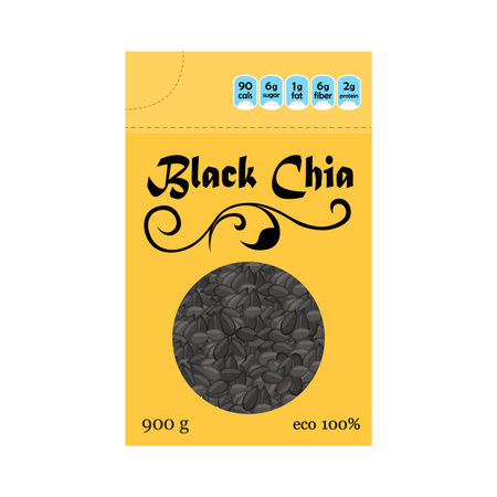 Chia seeds. Vegetarian food in cartoon flat style. Organic superfood, nutrition.のイラスト素材