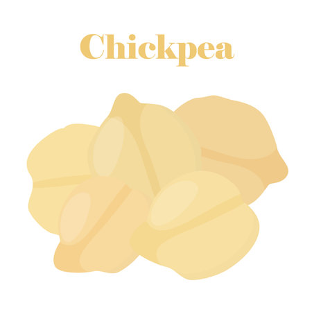Chickpea, Bengal gram, chick peas made in cartoon flat style. Vegetarian organic nutrition.のイラスト素材