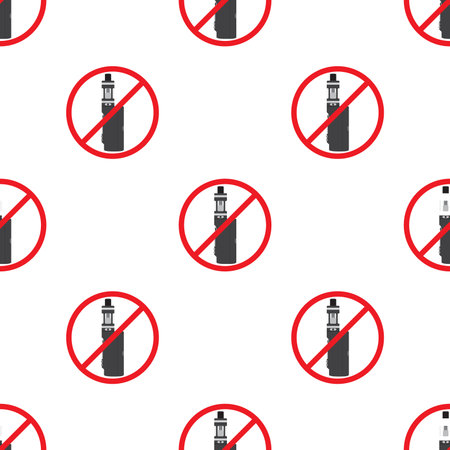 No vaping sign seamless pattern. Vape prohibited. Made in cartoon flat style.のイラスト素材