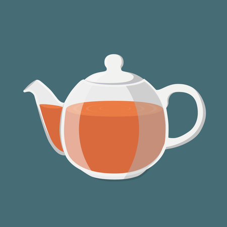 Transparent teapot with golden brown tea Vector illustrationのイラスト素材