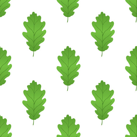 Acorn leaf seamless pattern, made in cartoon flat style.のイラスト素材