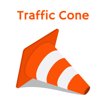 Traffic cone, equipment for safety, road. Orange obstacle. Made in cartoon flat style. Vector illustrationのイラスト素材