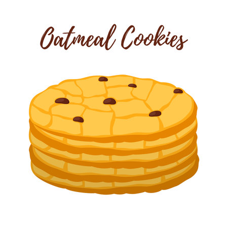 A Vector illustration of oatmeal cookies, oat breakfast, tasty biscuit.のイラスト素材
