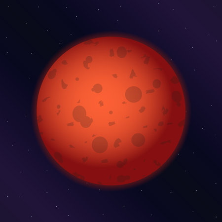 Vector illustration of blood moon in night sky. Cartoon background with occult moon, lunar...