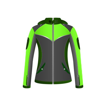 Women's sports and tourist jacket in green and gray colorsのイラスト素材