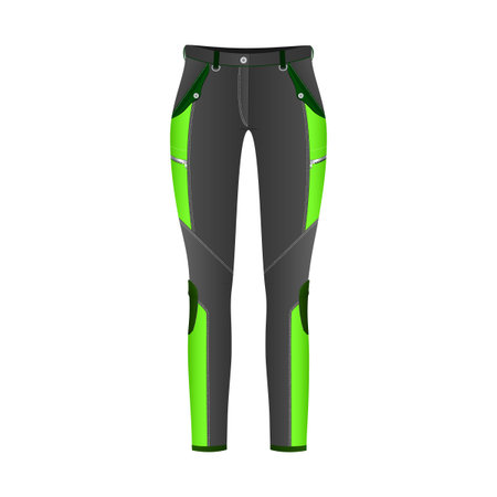 Women's travel pants for outdoor activities in gray-green rangeのイラスト素材