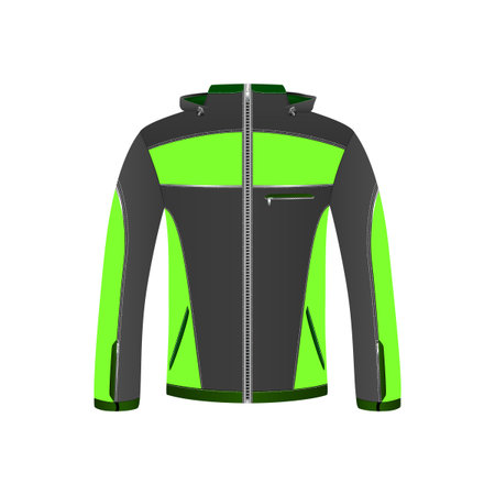 Men's sports and tourist jacket in green and gray colorsのイラスト素材