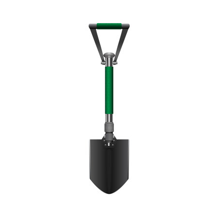 Ð¡amping folding shovel with green handleのイラスト素材