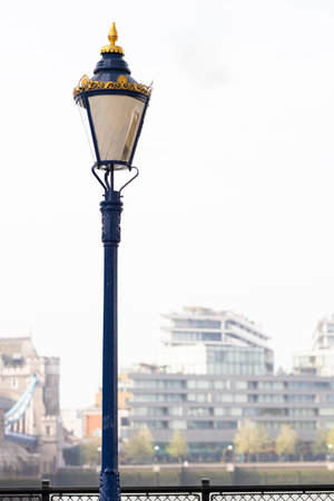 Detail light post near Tower bridge in Londonの写真素材