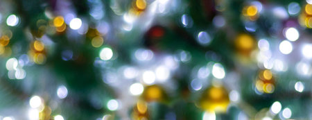 Banner with bokeh background. Christmas background or Christmas card. New Year or Xmas concept. Soft...