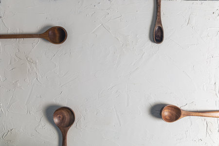 White Background Wooden Spoonの写真素材