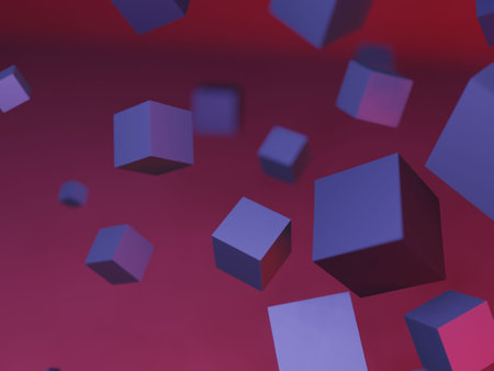 Many flying cubes 3d render illustration
