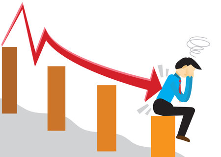 Businessman who fails in investment. Vector illustration of eps 10.のイラスト素材