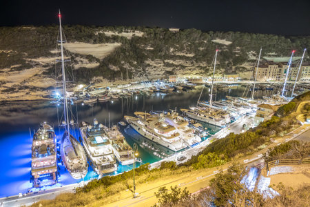 Luxury Yachts in Bonifacio Marina in Corseのeditorial素材