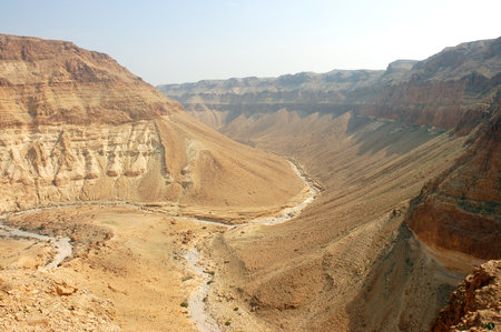 Zeelim gorge in Judea desert, Israel.の写真素材