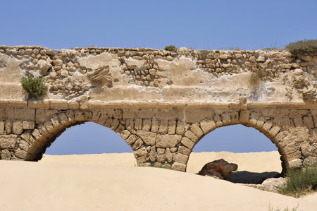 Aqueduct in Caesarea, Israel.の写真素材