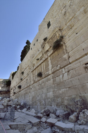 Archeological site near Western Wall in old city of Jerusalem, Israel の写真素材