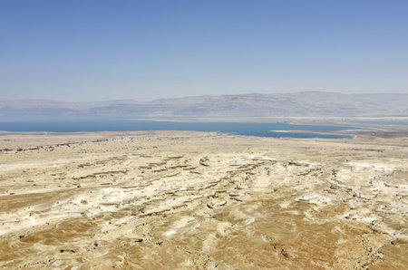 Dead Sea view from Masada, lowest place on the earth.の写真素材