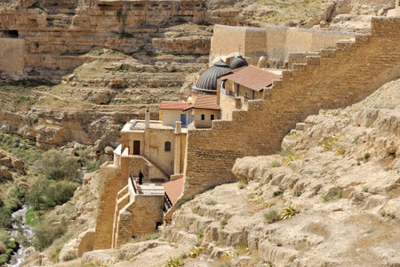 Saint Sabbas monastery in Judea desert, Israel.の写真素材