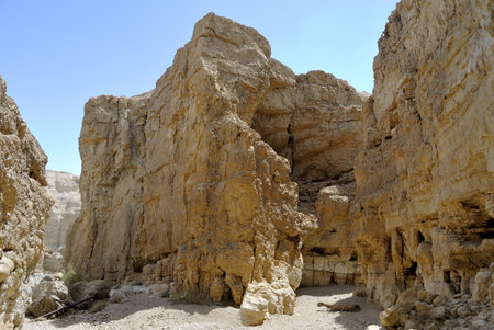 Zohar ravine in Judea desert near Dead Sea in Israel の写真素材