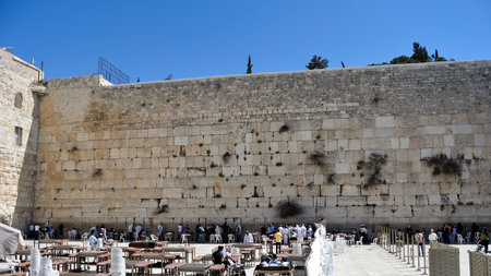 The wailing wall and praying people in Jerusalem 