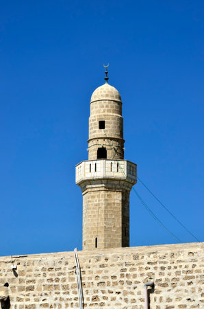 Sidna Ali Mosque minaret at Mediterranean seaside in Israel.の写真素材